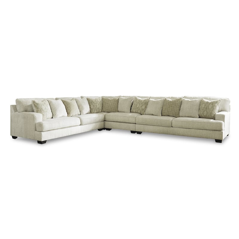 Signature Design by Ashley Rawcliffe Ivory and Peach 4-Piece Sectional Sofa