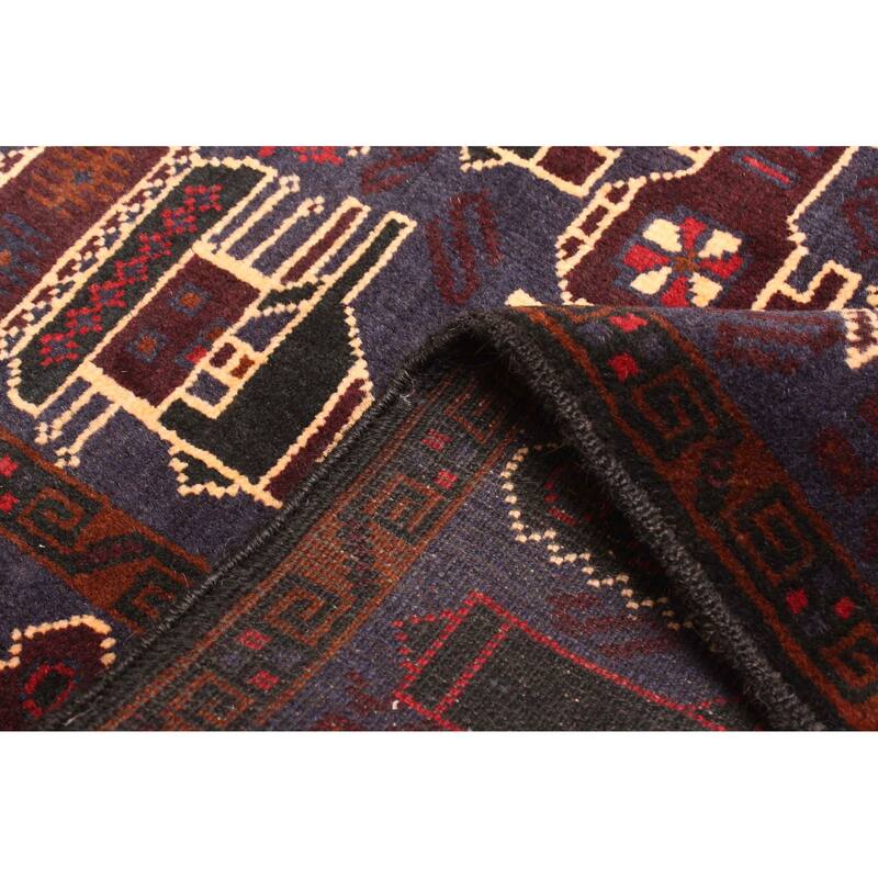 ECARPETGALLERY Hand-knotted Teimani Dark Blue Wool Rug - 2'8 x 4'6