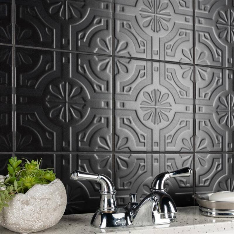 Merola Tile Triplex Real Black 7-3/4" x 7-3/4" Ceramic Wall Tile