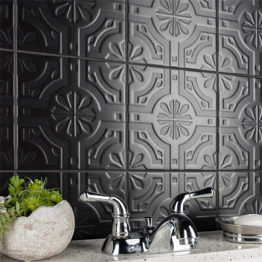 Merola Tile Triplex Real Black 7-3/4" x 7-3/4" Ceramic Wall Tile