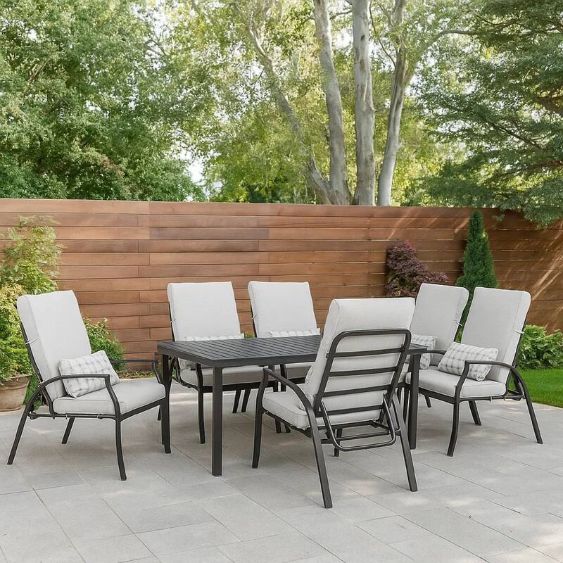 Leki Reclining Armchair Set of 6, Tie Back Cushions, 1 Pillow, Gray