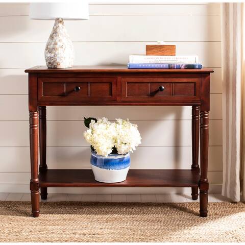 SAFAVIEH Samantha Dark Cherry 2-drawer Console Table - 35.8" x 13.8" x 29.5"