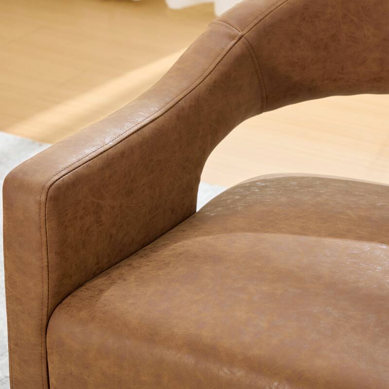 26.3"W PU Leather Accent Chair,Modern Armchair with Wood Legs