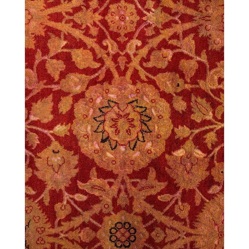Overton Hand Knotted Wool Vintage Inspired Modern Contemporary Overdyed Gold Area Rug - 6' 3" x 12' 4"