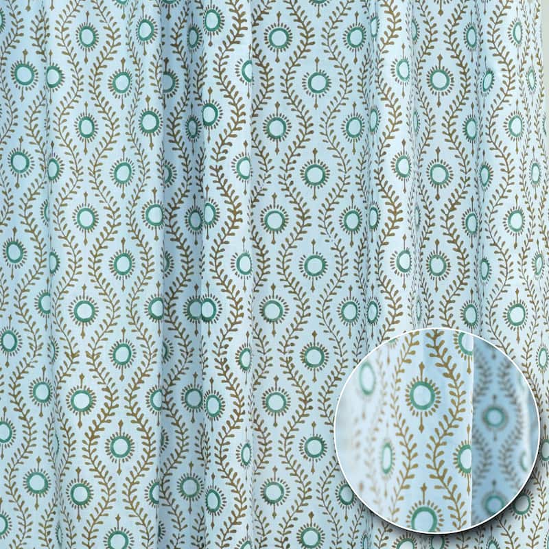 Fabdivine Block Print Curtain or Drape Decorative Home Accent Bed or Living Room