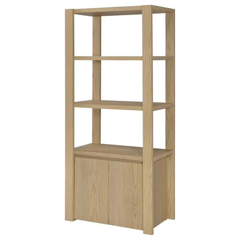 Laurelton 3-Shelf Media Tower Tall Pier Cabinet Light Oak