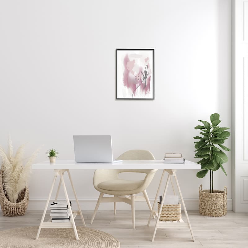 Stupell Soft Pink Abstract Shape Cluster Blush Tone Painting Framed Wall Art - White