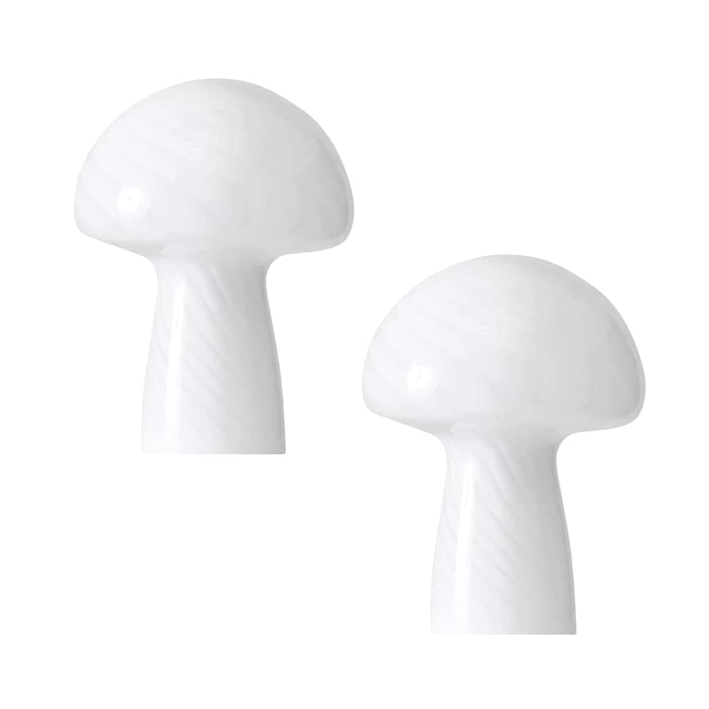 Brightech Mushroom 12.75 in. White Modern & Contemporary LED Bedside Table Lamp with Frosted White Glass Shade (2-Pack)