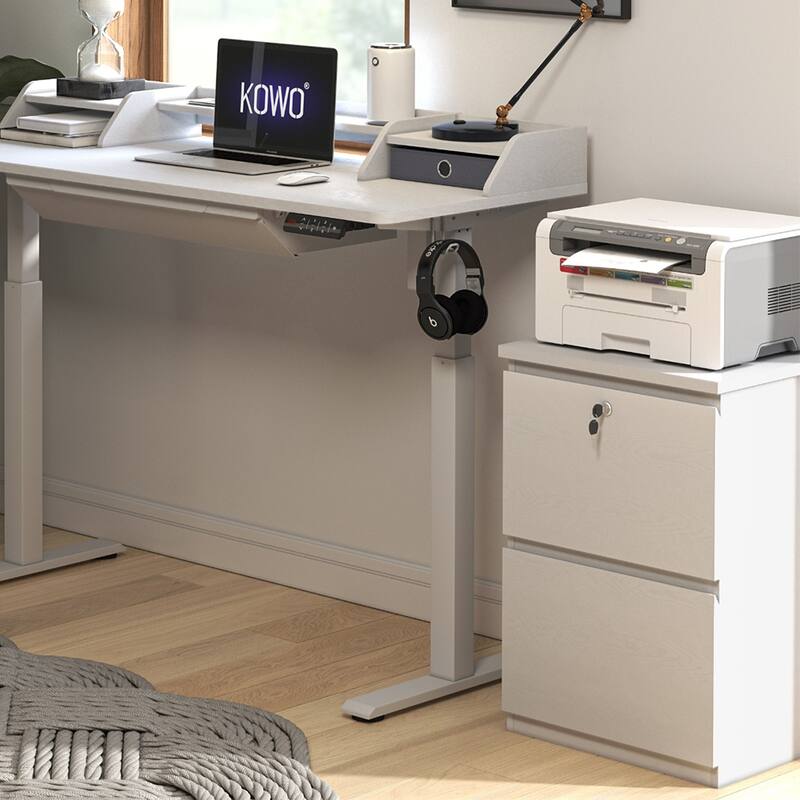 KOWO Wooden 2-Drawer Filing Cabinet with Lock Letter Size Office Storage, Locking Document Organizer for Home or Workplace