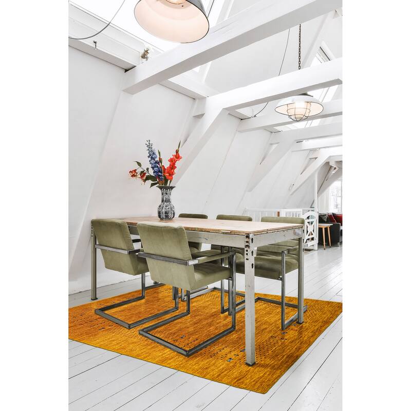 ECARPETGALLERY Hand Loomed Kashkuli Gabbeh Light Orange Wool Rug - 4'9 x 8'0