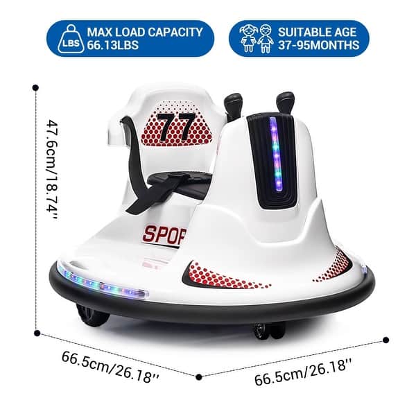 dimension image slide 3 of 4, Kids Electric Ride On Bumper Car Toy with Remote Control
