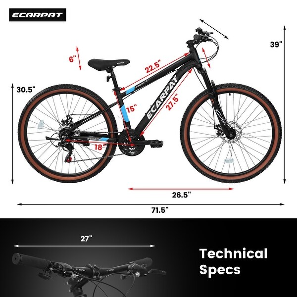 27-Inch Mountain Bike with 21-Speed Shimano Drivetrain and Dual
