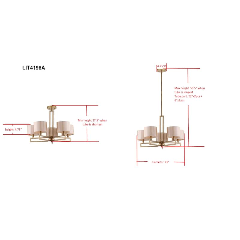 SAFAVIEH Lighting Corrina 25-inch 5-Light Catena Gold Chandelier - 25"x25"x17.5 - 53.5" - Antique Gold