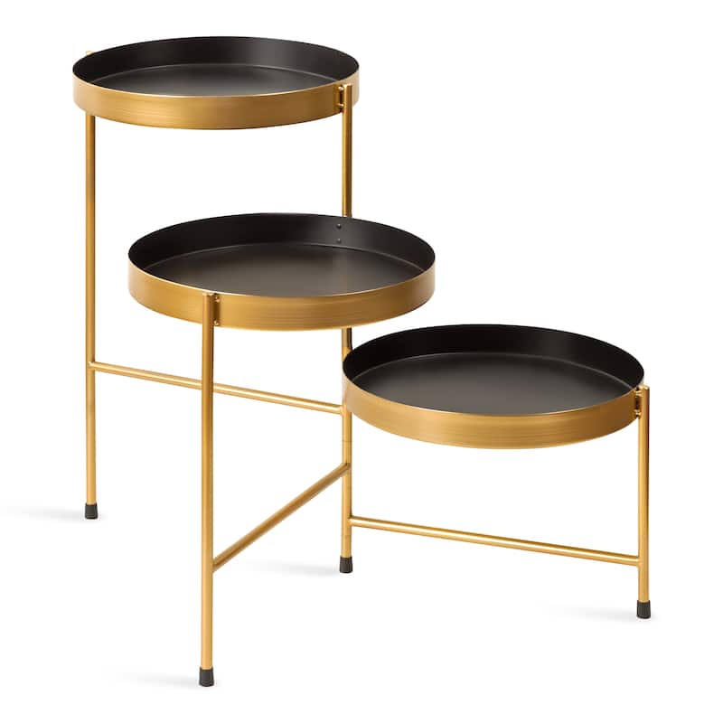 Kate and Laurel Finn Tiered Metal Plant Stand - 13x13x22