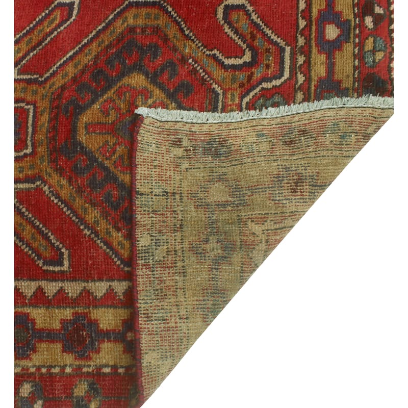 Fine Vintage Distressed Mattie Red/Navy Runner - 3'0" x 9'10"