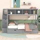 preview thumbnail 1 of 30, Twin over Full Wood Bunk Bed with Shelfs, Storage Staircase and Drawers
