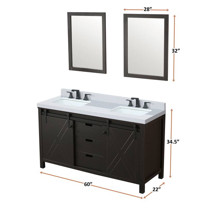 Marsyas Bath Vanity, Cultured Marble Countertop, Faucet Set and Mirrors