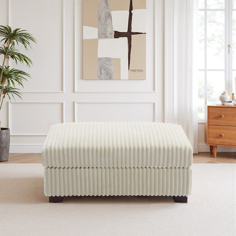 Modern Cotton Flannel Upholstery Oversized Ottoman
