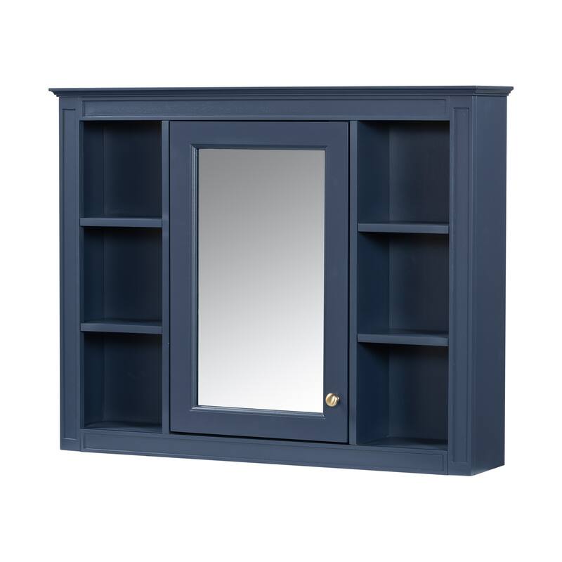 GDFStudio - Riggs Modern Wall-Mounted Bathroom Storage Cabinet with Mirror and Open Shelves (Not Include Bathroom Vanity)