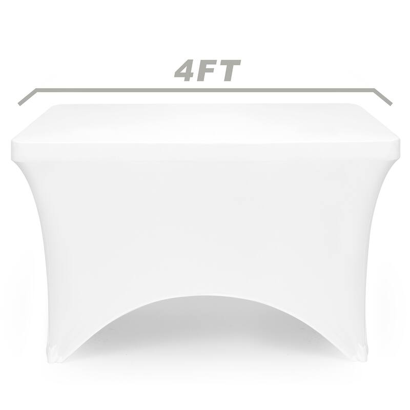 4ft Rectangular Spandex Fitted Tablecloth White