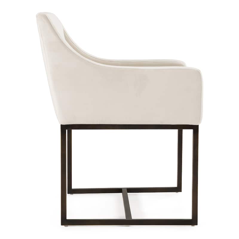 Modrest Elijah Modern Beige & Copper Antique Brass Dining Chair