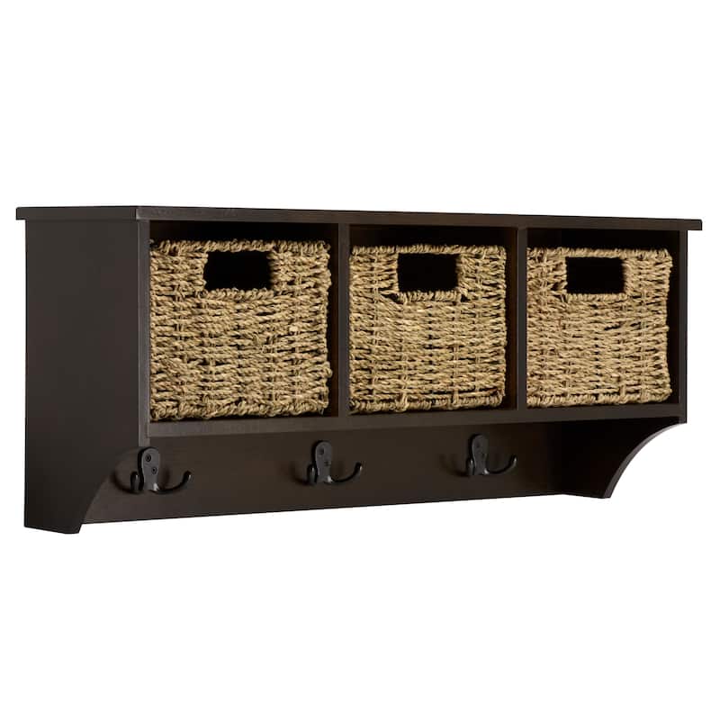 SAFAVIEH Jemina Black Hanging 3-Basket Wall Rack - 28" x 7.8" x 12" - 28"W x 8"D x 12"H