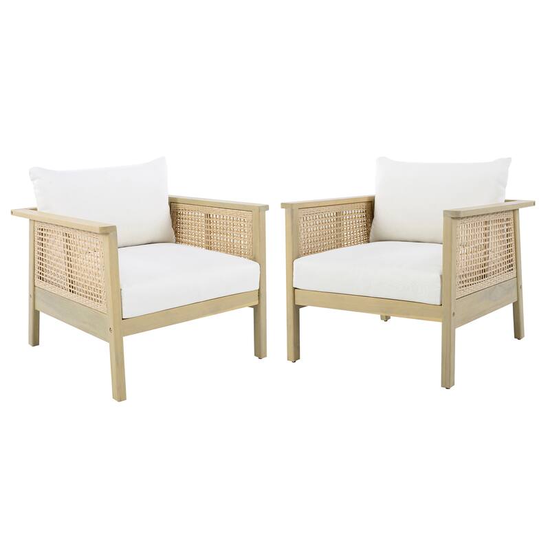 Christopher Knight Home - Outdoor Acacia Wood & PE Wicker Club Chair with Detachable Cushion