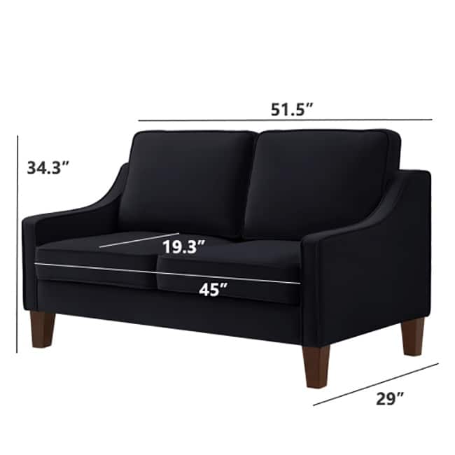 Modern Velvet Loveseat 2 Seater Sofa For Living Room