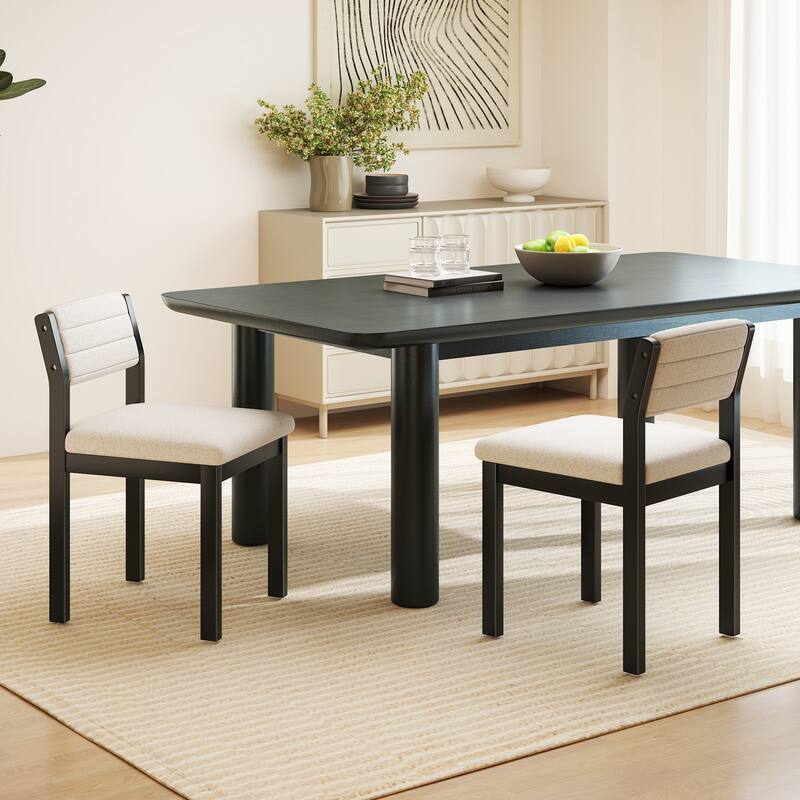 Gymax Dining Chair Set of 2 Sherpa Upholstered Kitchen Chairs w/ Wood