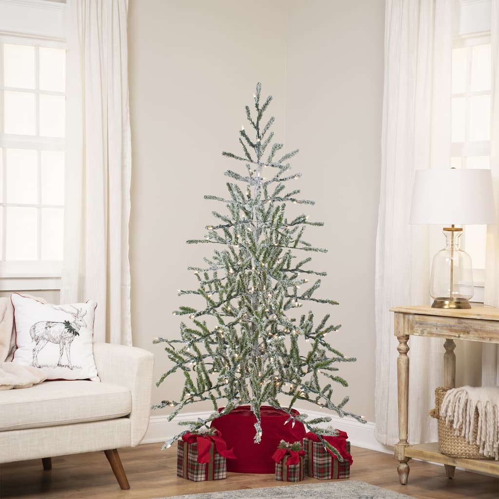 5' Medium Flocked Alpine Twig Artificial Christmas Tree white Lights - 5 Foot