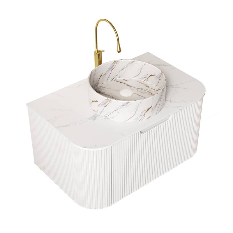 Wall-Mounted Floating Bathroom Vanity with Sink