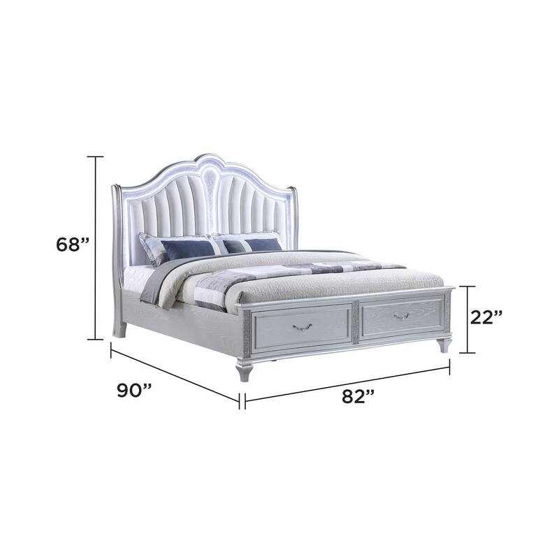Mystic Queen / King 4PC / 5PC Bedroom Set Silver