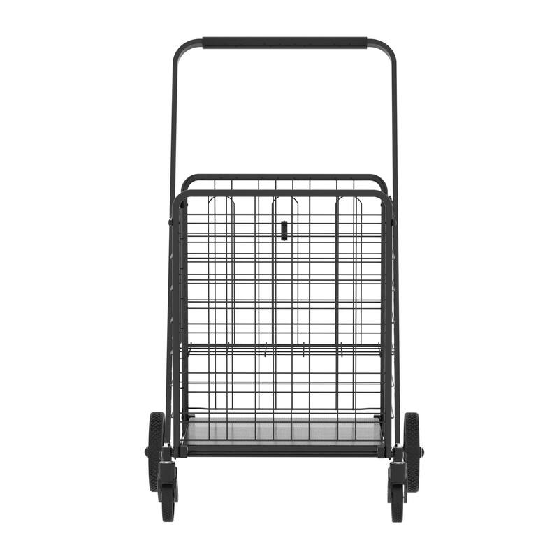Anmytek Foldable Extra Large Grocery Shopping Cart with Double Basket 360 Degree Swivel Wheels for Groceries Laundry