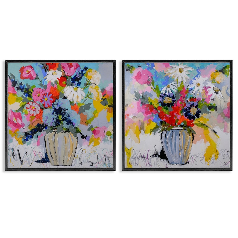 Stupell Vibrant Flower Vase Collection Framed Giclee Art Design By Joan Curtis (Set of 2)