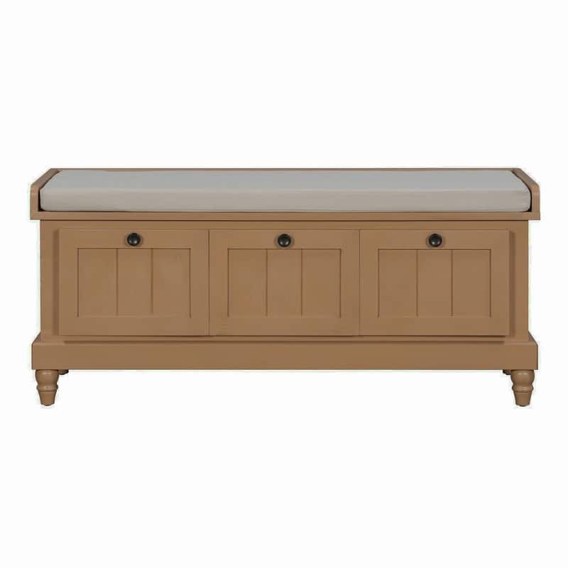 Classic Storage Bench with Cushioned Seat and Drawers