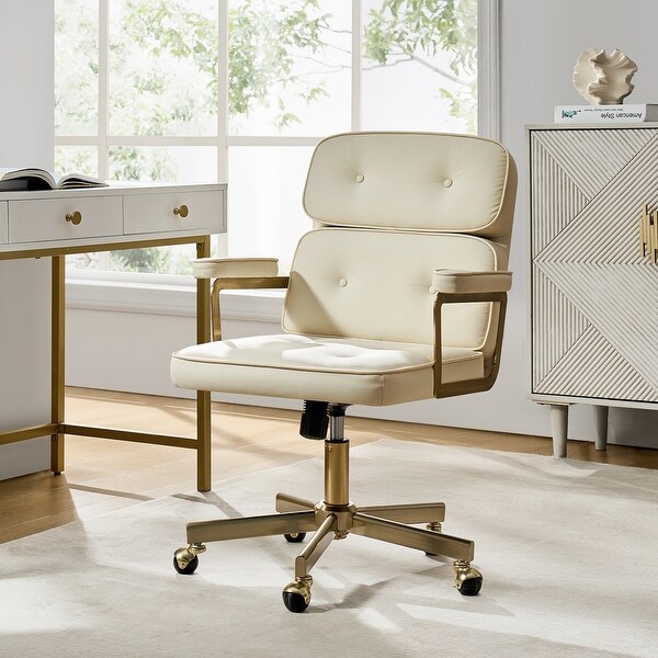 HULALA HOME Debby Modern Faux Leather Height Adjustable Swivel