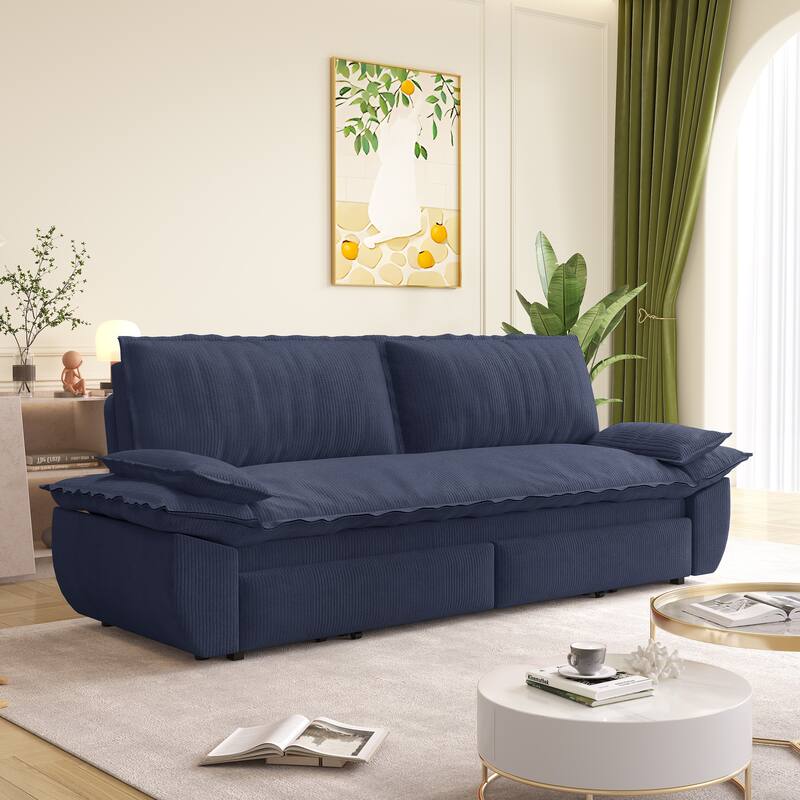 73" Queen Convertible Sleeper Sofa, 3-in-1 Pull Out Sofa Bed, Velvet Upholstery, Space-Saving Loveseat for Small Spaces