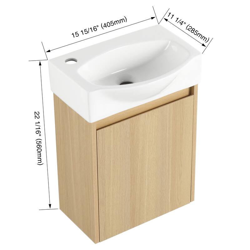 BNK 16"/20"/24"/30"/36" Single Sink Bathroom Vanity with Soft Close Door and Shelf