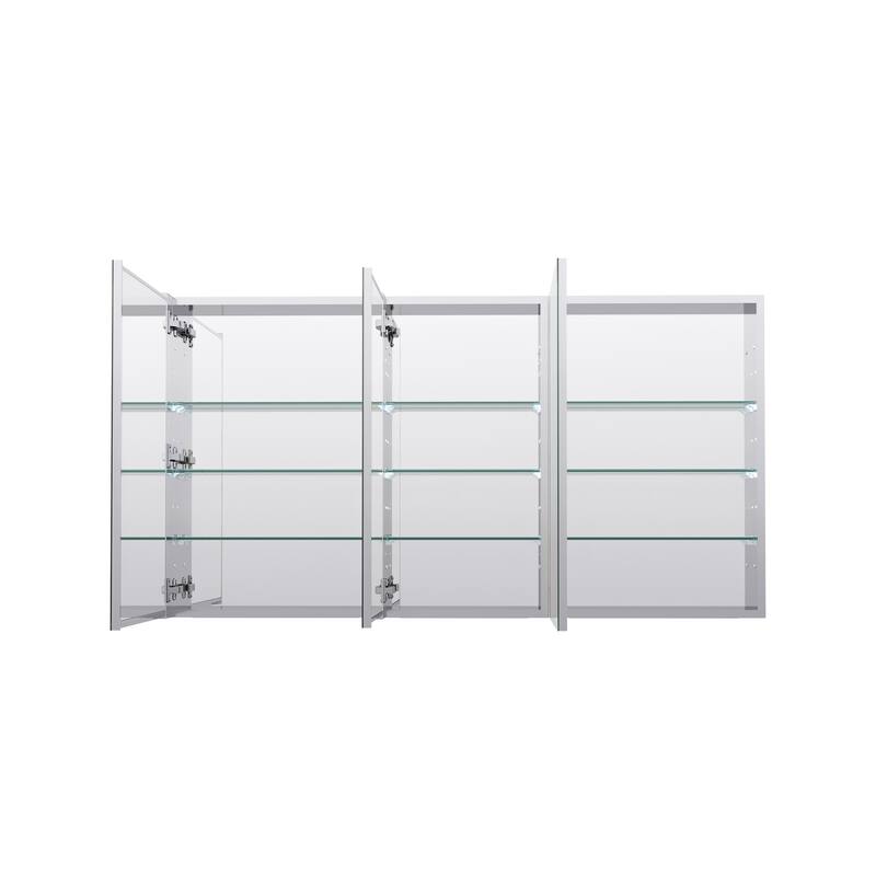 52''/56''W X 30''H Recessed Or Surface Wall Mount Bathroom Medicine Cabinet With Adjustable Glass Shelves