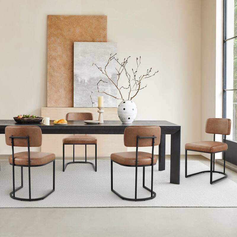 Spruce & Spring Arthur Dining Chair Set with Brass or Black Frame