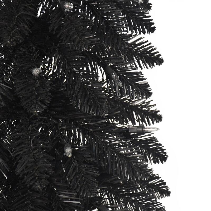 Puleo International 6' Pre-Lit Artificial Black Alpine Pencil Tree
