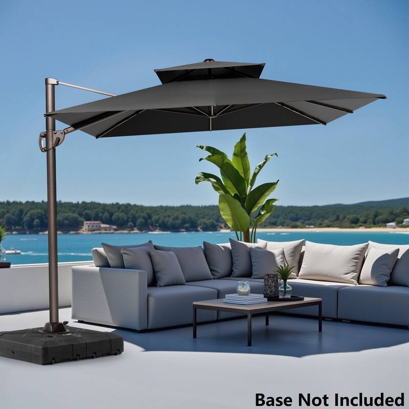 9 x 11.5 FT Patio Outdoor Patio Dual Top Cantilever Umbrella with No Base