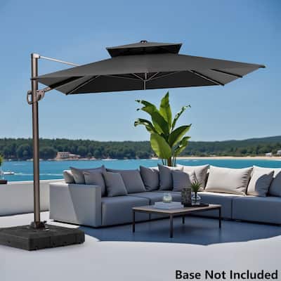 9 x 11.5 FT Patio Outdoor Patio Dual Top Cantilever Umbrella with No Base