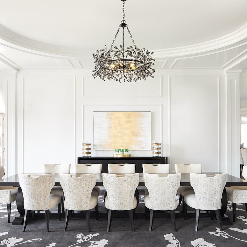 30.7" Modern Glam Black Crystal Branch Chandelier - 30.7" D x 30.7" W x 28.94" H