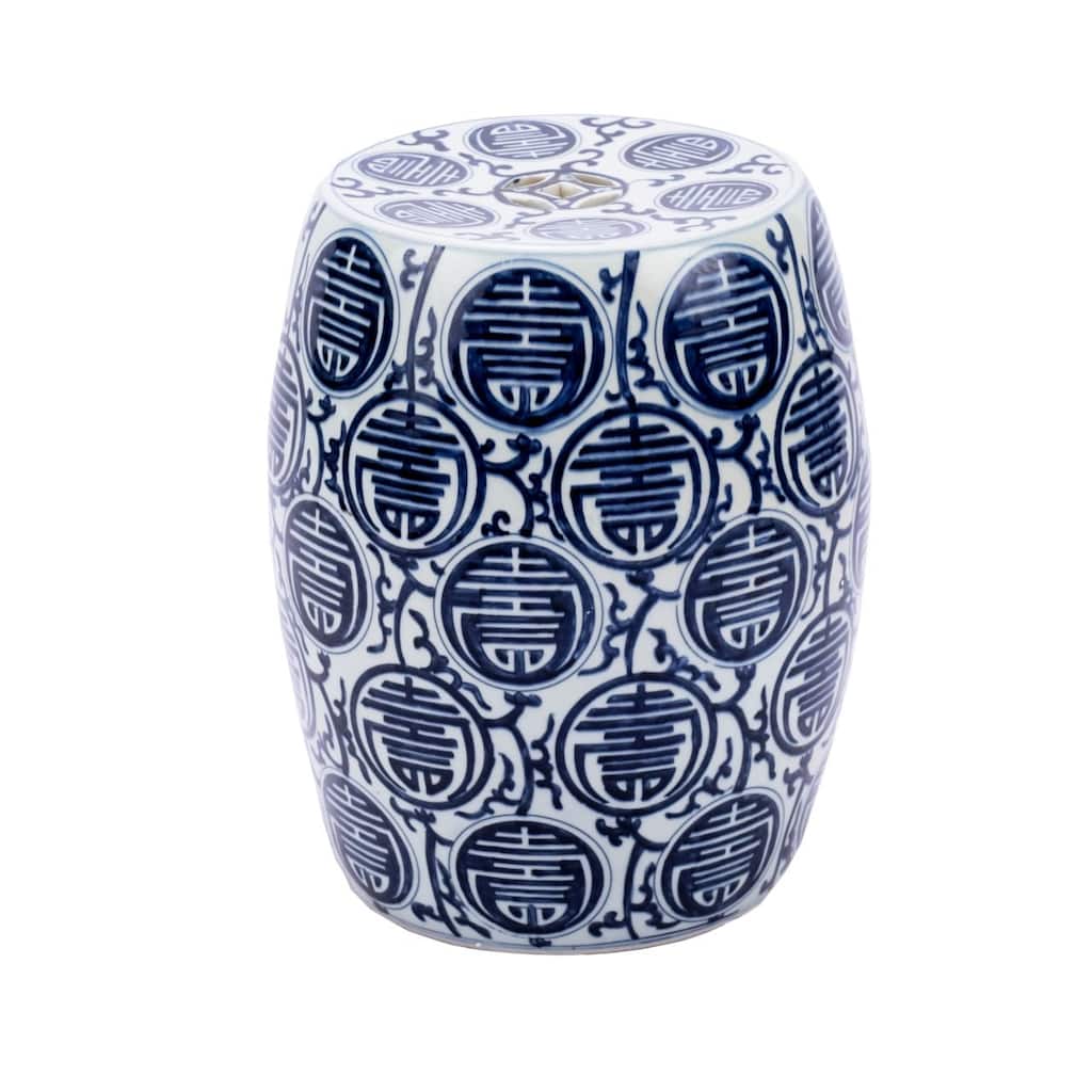Blue & White Longevity Garden Stool