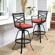 preview thumbnail 67 of 77, Outdoor Patio Bar Stools Aluminum Swivel Bar Chair with Sunbrella Cushion - 21.7 in W x 16.5 in D x 46 in H Red