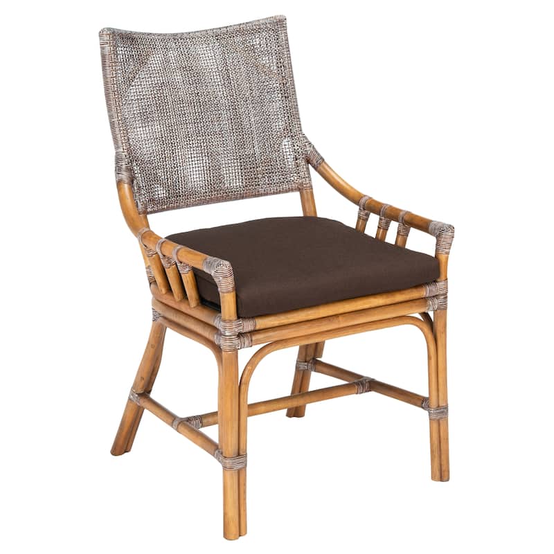 SAFAVIEH Azrielle Coastal Rattan Cushion Chair - 22" W x 24" L x 37" H - 22"W x 24"D x 37"H