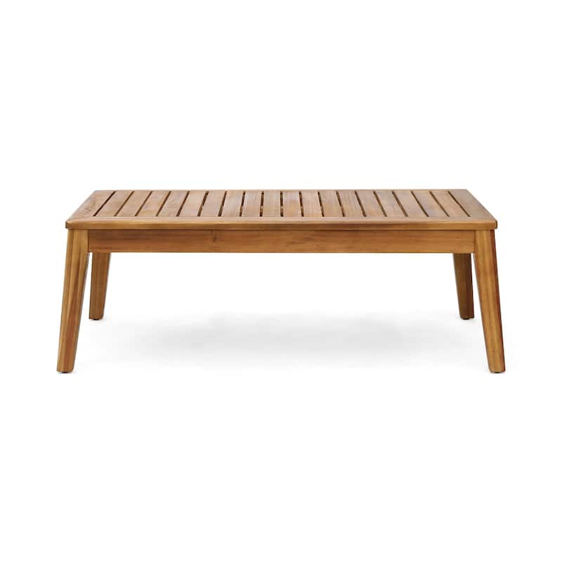 3-Piece Outdoor Acacia Wood Sectional Sofa Set with Coffee Table