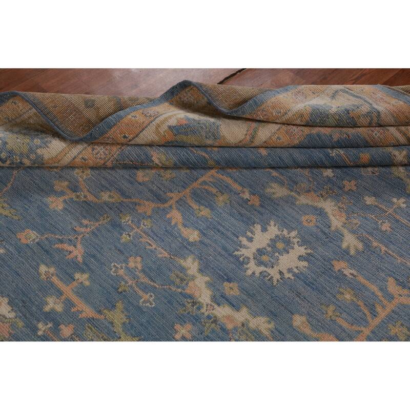 Hand Knotted Oriental 100% Wool Carpet Transitional All-Over Navy Blue & Blues Oushak Area Rug - 10' 0'' X 8' 2''