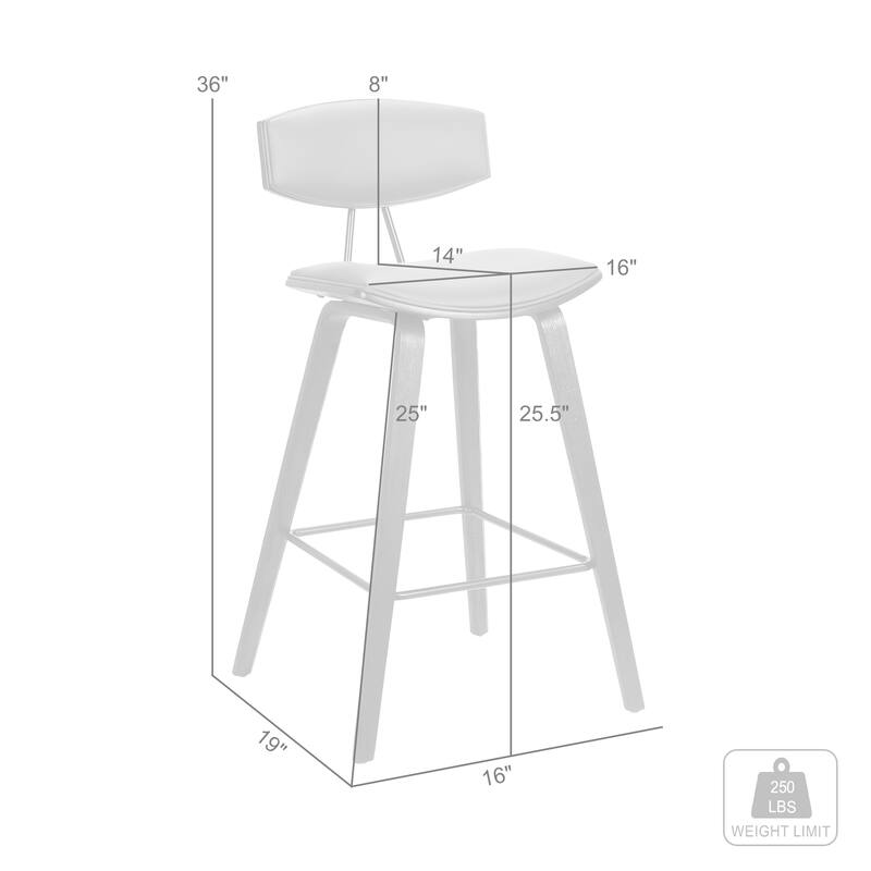 Fox 26" Counter Stool, Black Wood with Black Faux Leather